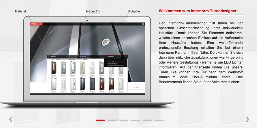 Internorm Türendesigner am Bildschirm